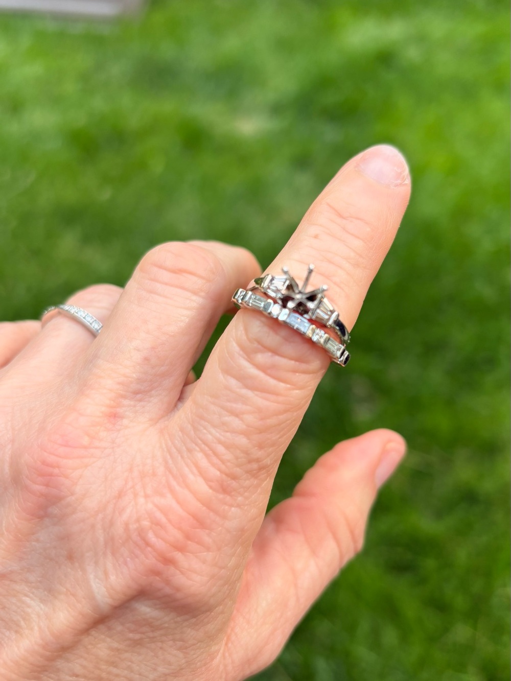 24 Karat white gold diamond wedding wedding wedding ring set size 7